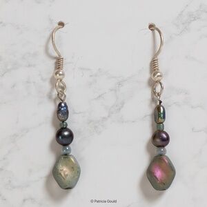 New - EA20 - Handmade Earrings - Czech glass, Fresh water pearls, one of a kind